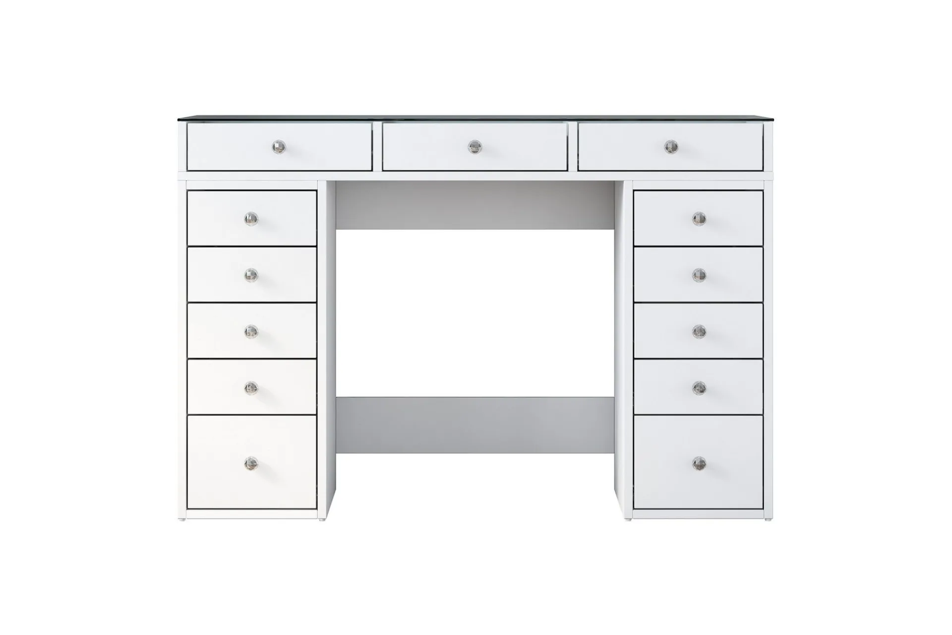 Sminkebord & Toalettbord-Ramender Sminkebord med Oppbevaring Bordplate i 120 cm Glass
