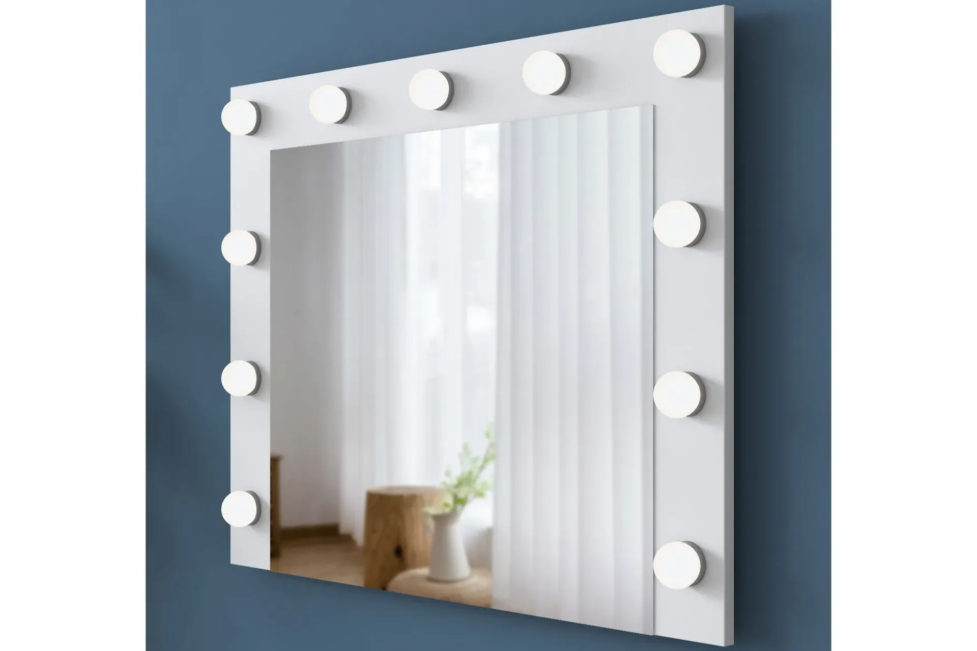Sminkebord & Toalettbord-Ramender Stort Sminkebord med speil og lys med oppbevaring Glass