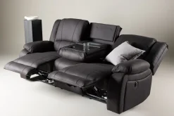 Comfort Living Reclinersofa med hjørne Singapore reclinersofa 3-seter kunstskinn Svart