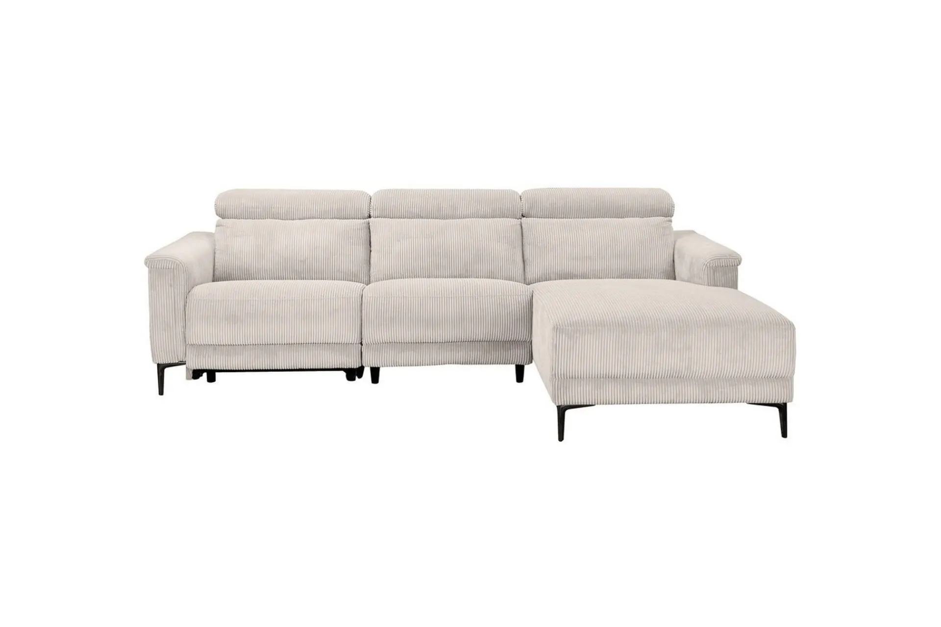 Loft24 Hjørnesofa-Reclinersofa med hjørne Hjørnesofa Lund med elektrisk recliner Hvit Høyrevendt White
