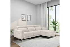 Loft24 Hjørnesofa-Reclinersofa med hjørne Hjørnesofa Lund med elektrisk recliner Hvit Høyrevendt White