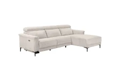 Loft24 Hjørnesofa-Reclinersofa med hjørne Hjørnesofa Lund med elektrisk recliner Hvit Høyrevendt White