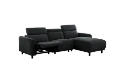 Loft24 Reclinersofa med hjørne Hjørnesofa Skaane med manuell reclinerstol Grå Belfast-stoff