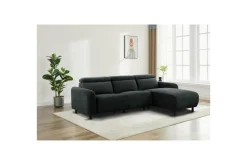 Loft24 Reclinersofa med hjørne Hjørnesofa Skaane med manuell reclinerstol Grå Belfast-stoff