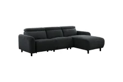 Loft24 Reclinersofa med hjørne Hjørnesofa Skaane med manuell reclinerstol Grå Belfast-stoff