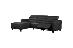 Loft24 Reclinersofa med hjørne Hjørnesofa Carpari med manuell recliner Svart Venstrevendt Belfast-stoff