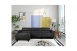 Loft24 Reclinersofa med hjørne Hjørnesofa Carpari med manuell recliner Svart Venstrevendt Belfast-stoff