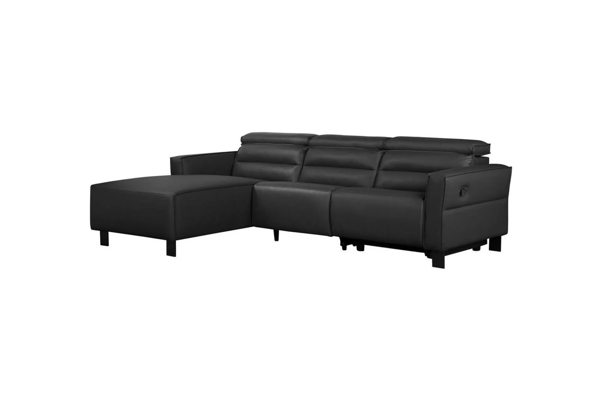 Loft24 Reclinersofa med hjørne Hjørnesofa Carpari med manuell recliner Svart Venstrevendt Belfast-stoff