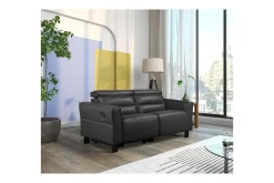 Loft24 Reclinersofa uten hjørne Sofa 2-seter Carpari med manuelt oppfellbart fotstøtte Svart Kunstskinn