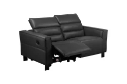 Loft24 Reclinersofa uten hjørne Sofa 2-seter Carpari med manuelt oppfellbart fotstøtte Svart Kunstskinn