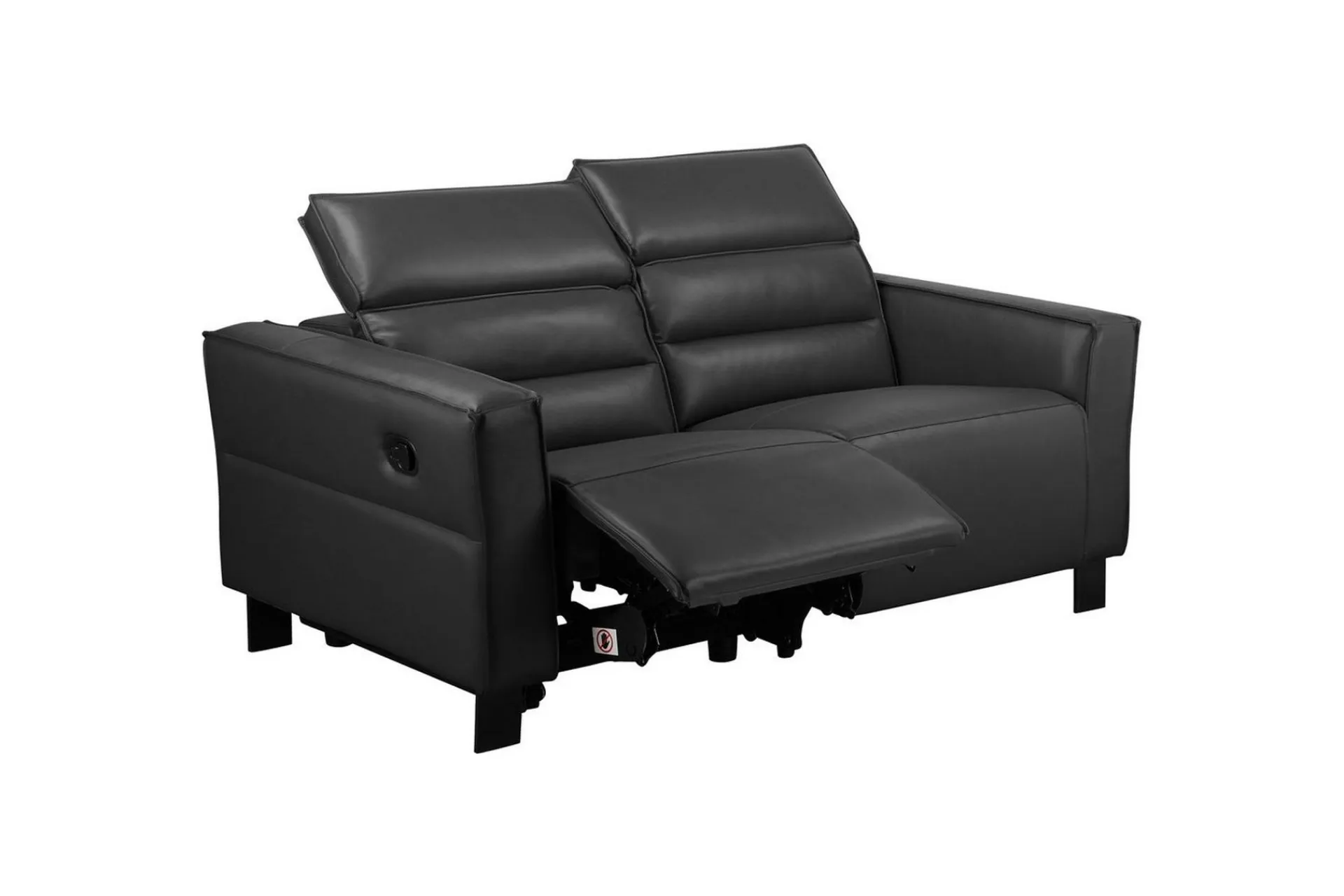 Loft24 Reclinersofa uten hjørne Sofa 2-seter Carpari med manuelt oppfellbart fotstøtte Svart Kunstskinn