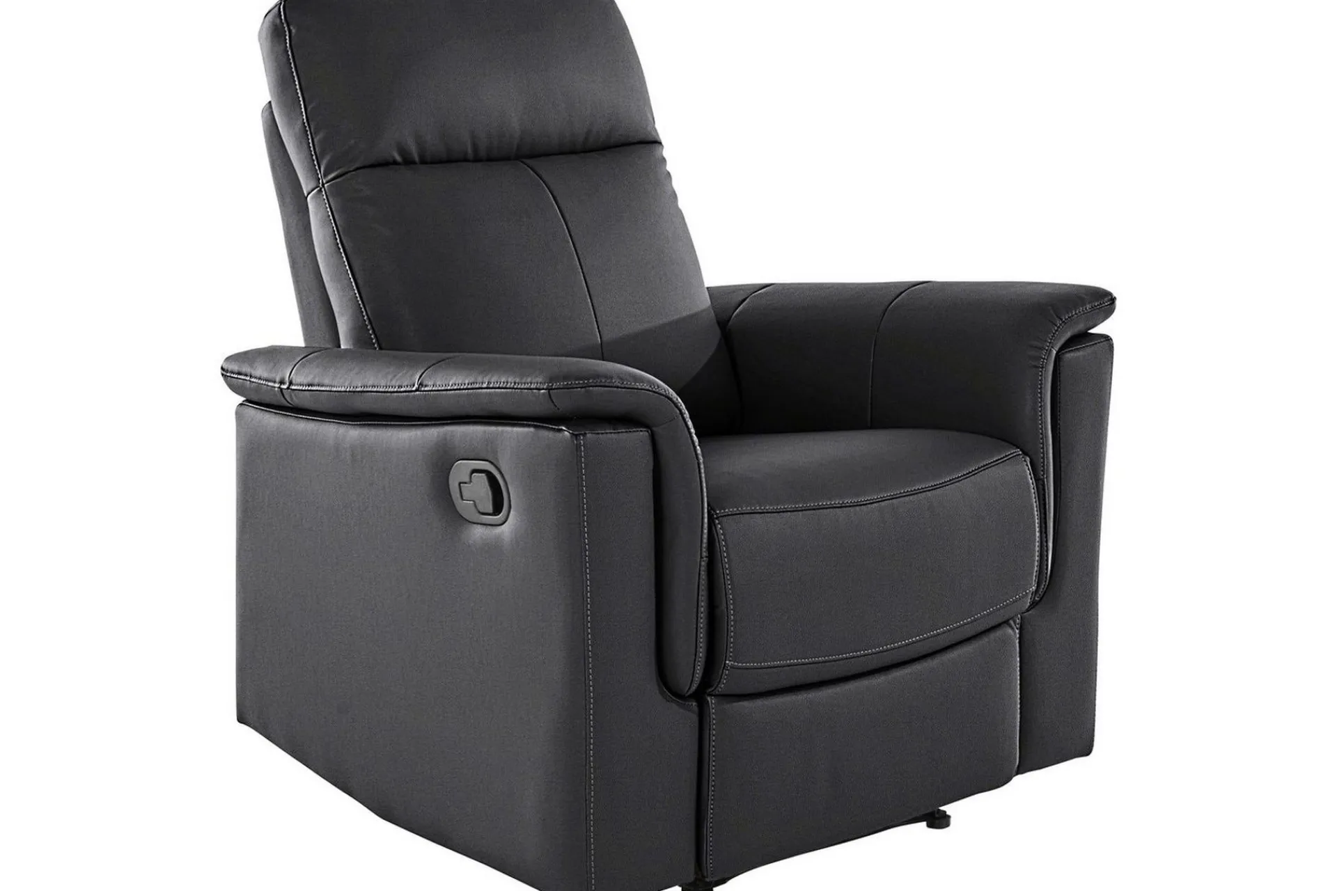 Loft24 Lenestoler-Recliner Southbrook , Ekte skinn/PU/Tre/Metall, Manuell hvilestol Svart