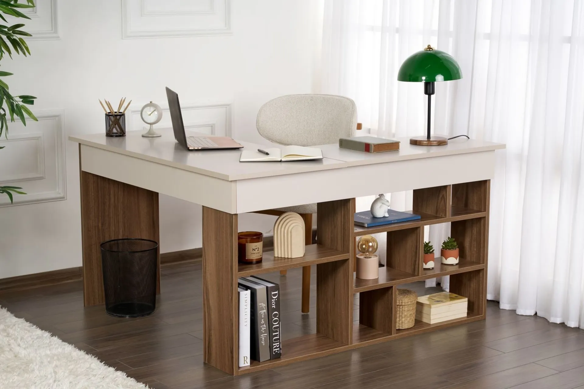 Kontorbord-Regar Skrivebord 130x72x120 cm Cashmere og Walnut