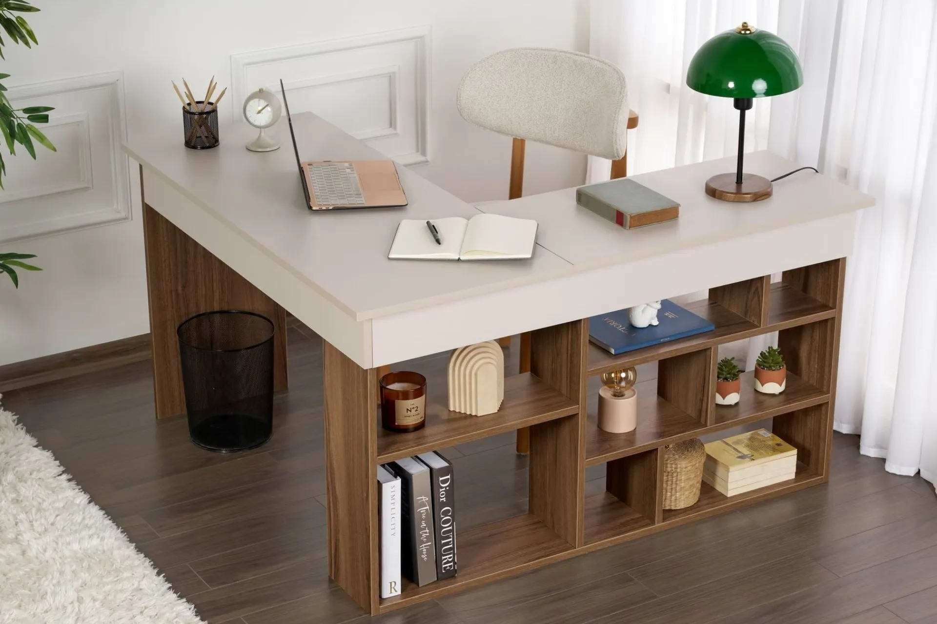 Kontorbord-Regar Skrivebord 130x72x120 cm Cashmere og Walnut