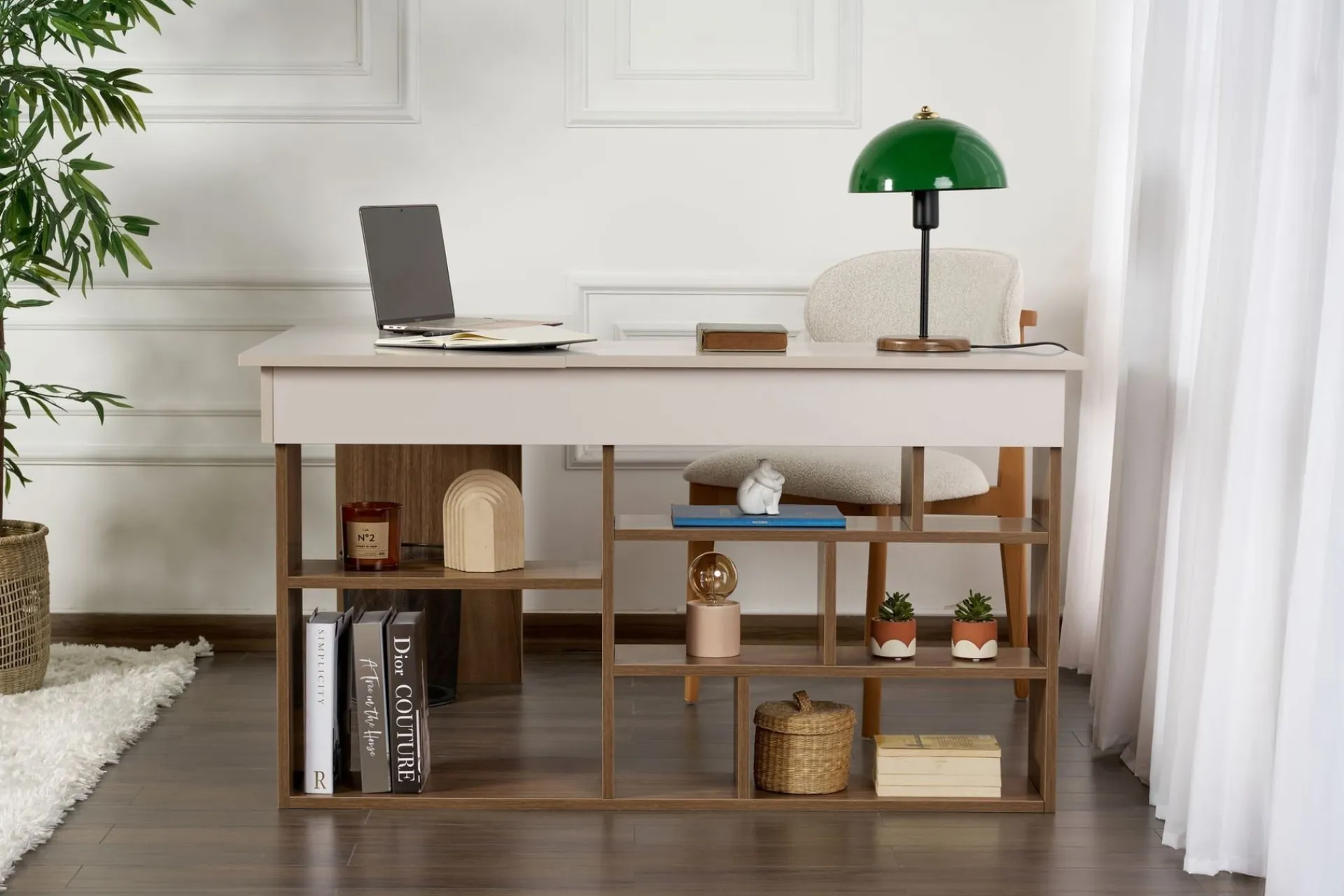 Kontorbord-Regar Skrivebord 130x72x120 cm Cashmere og Walnut