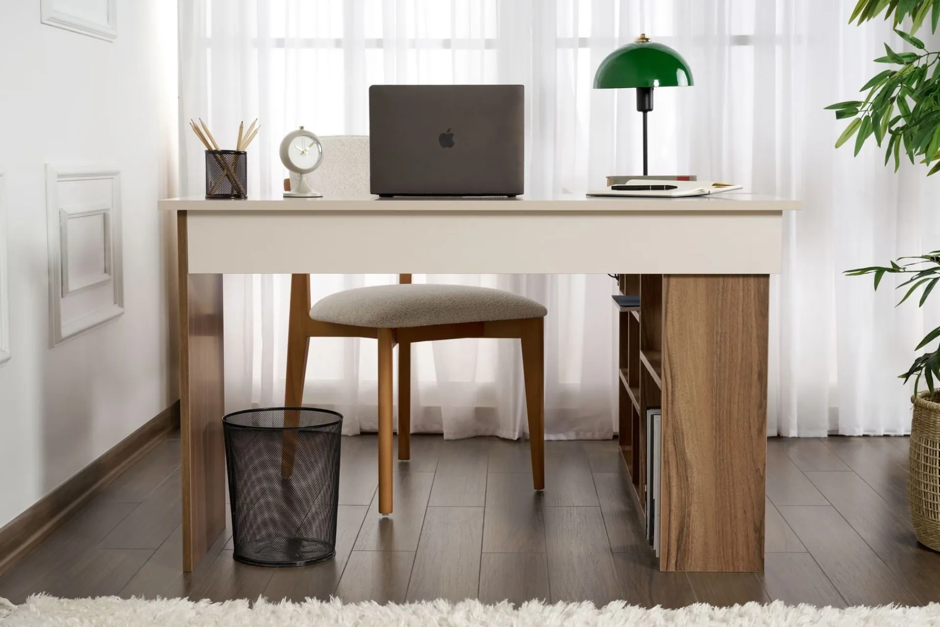 Kontorbord-Regar Skrivebord 130x72x120 cm Cashmere og Walnut