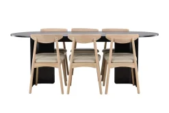 Venture Home Rektangulær spisegruppe Tyresö 220 cm med 6 Ven stoler