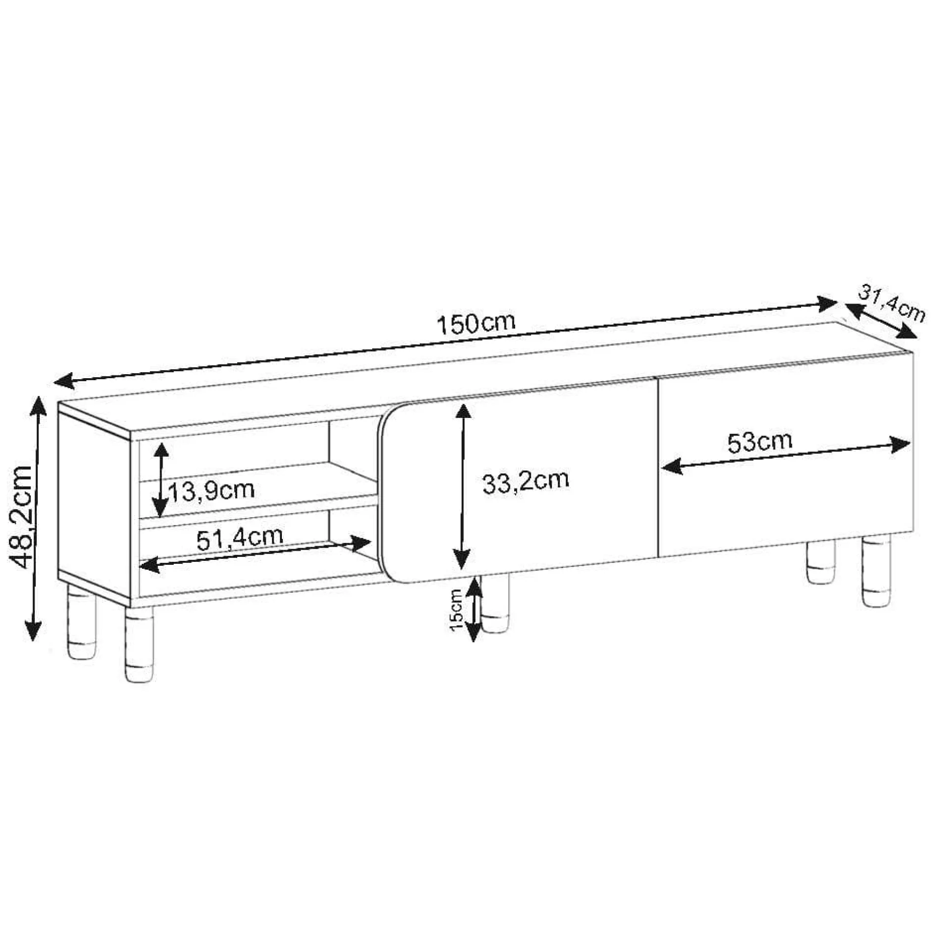 Tv-Benk & Mediabenk-Relento TV-benk 150 cm varm eik, sapphire eik
