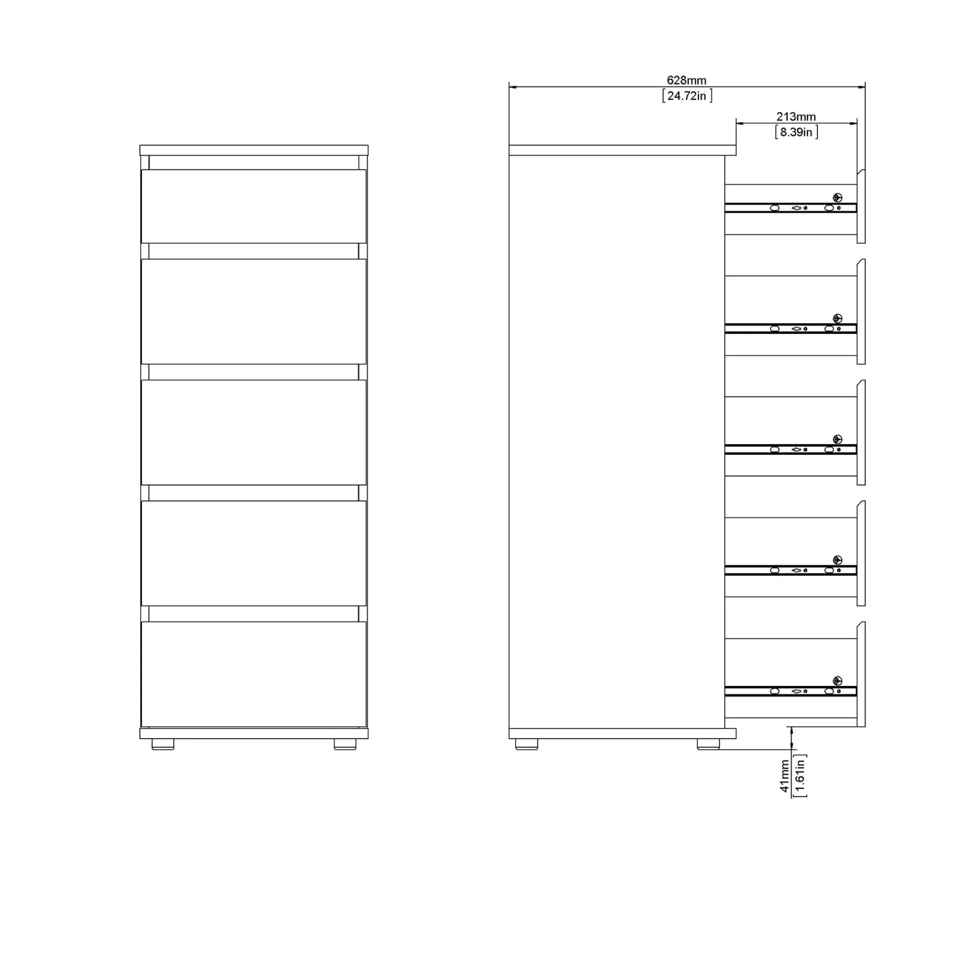 Tvilum Rengo Kommode med 5 skuffer 40x40x107 cm