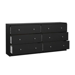 Tvilum Kommode|Gangoppbevaring-Renor Kommode dobbel kommode med 6 skuffer 143x30x68 cm Svart