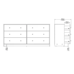 Tvilum Kommode|Gangoppbevaring-Renor Kommode dobbel kommode med 6 skuffer 143x30x68 cm Svart