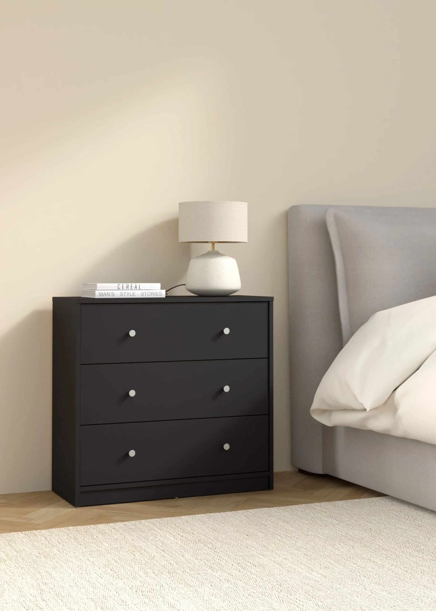 Tvilum Kommode|Gangoppbevaring-Renor Kommode 3 skuffer 72x30x68 cm Svart