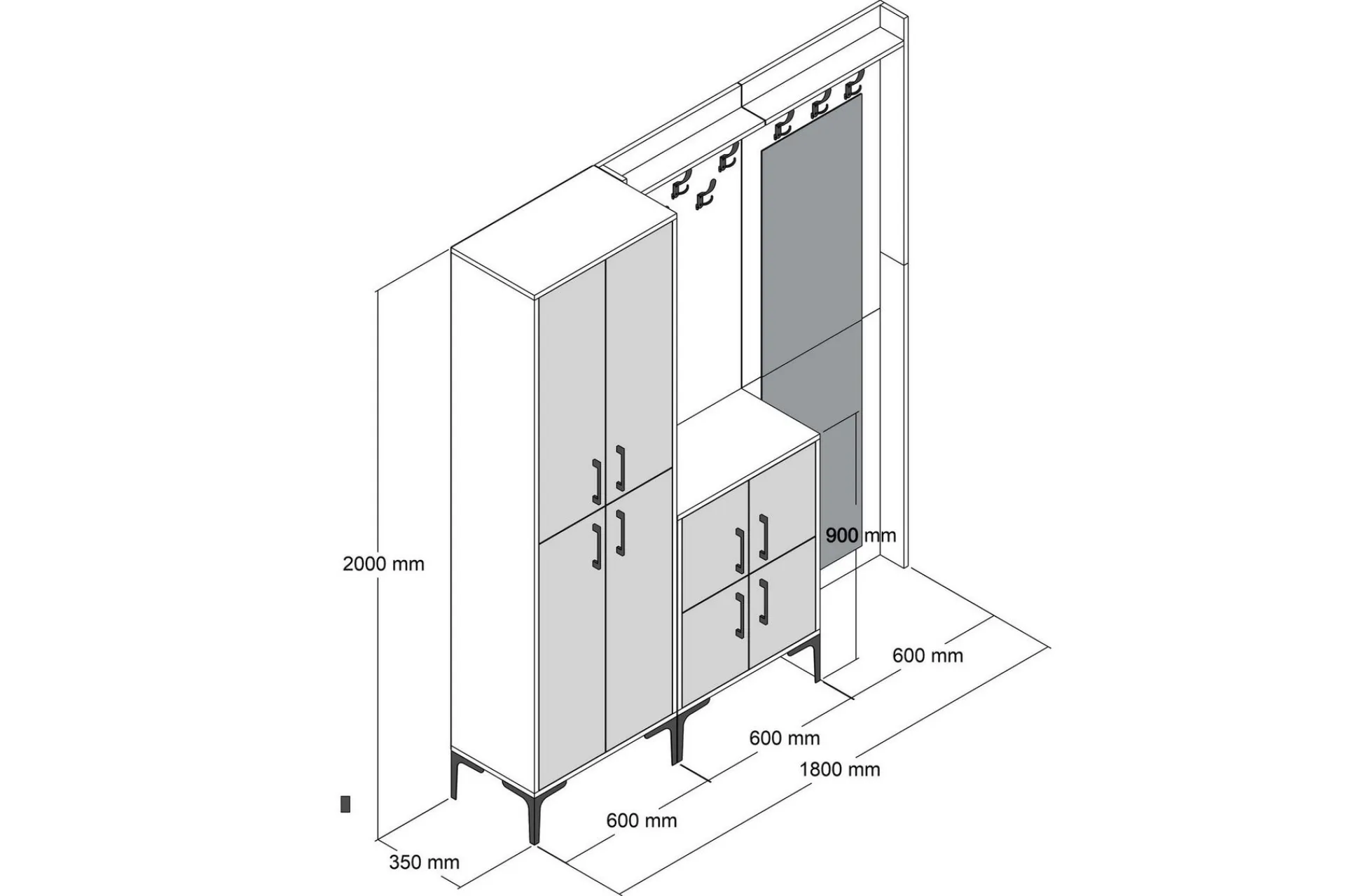 Møbelsett Til Gang & Entre|Møbelsett Til Gang & Entre-Retzow Hallmöbelset 35x180 cm Hvit