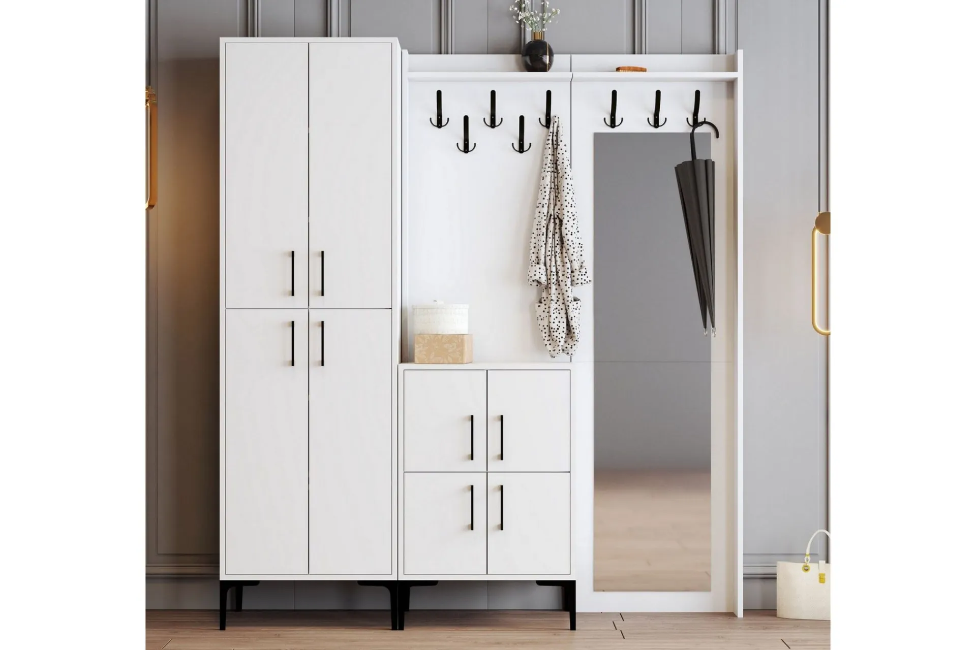 Møbelsett Til Gang & Entre|Møbelsett Til Gang & Entre-Retzow Hallmöbelset 35x180 cm Hvit