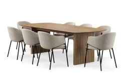Bark Spisegrupper-Richeto spisebord 240 cm med 8 Filip spisestoler Naturlig finish