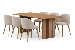 Bark Richeto spisebord 210 cm med 6 Greya spisestoler med armlener