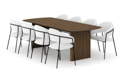Bark Spisegrupper-Richeto spisebord 240 cm med 8 Karol spisestoler Røkt eik
