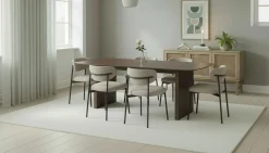 Bark Sminkebord & Toalettbord|Spisegrupper-Richeto spisebord 240 cm med 6 Lucy spisestoler Røkt eik