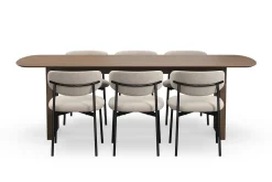 Bark Sminkebord & Toalettbord|Spisegrupper-Richeto spisebord 240 cm med 6 Lucy spisestoler Røkt eik