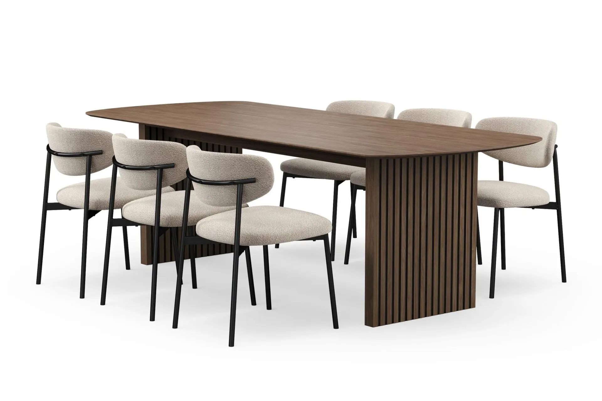 Bark Sminkebord & Toalettbord|Spisegrupper-Richeto spisebord 240 cm med 6 Lucy spisestoler Røkt eik