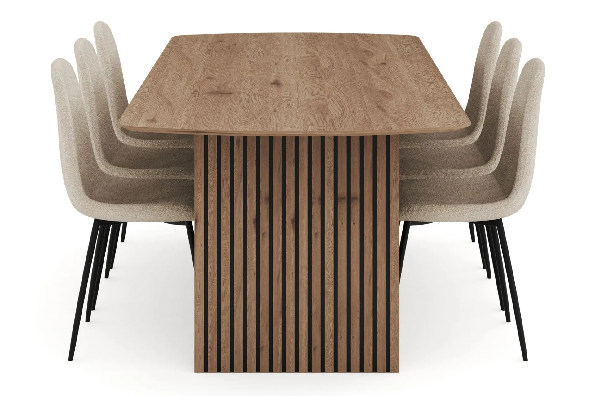 Bark Richeto Spisegruppe 240 cm med 6 Polar Spisestoler