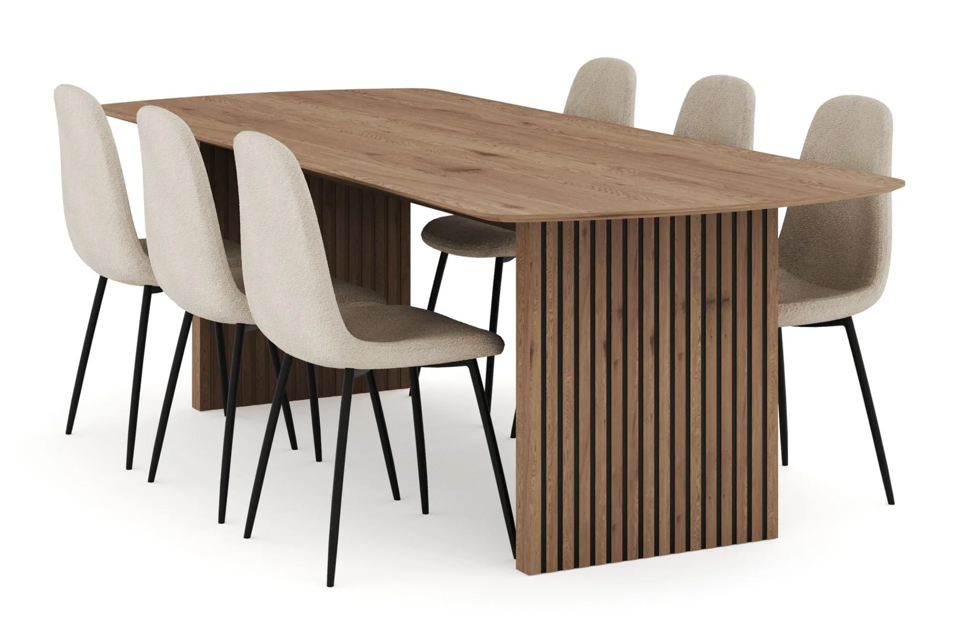 Bark Richeto Spisegruppe 240 cm med 6 Polar Spisestoler