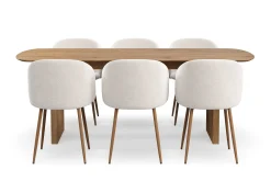 Bark Spisegrupper-Richeto spisegruppe med 6 Greya spisestoler med armlener Naturlig finish