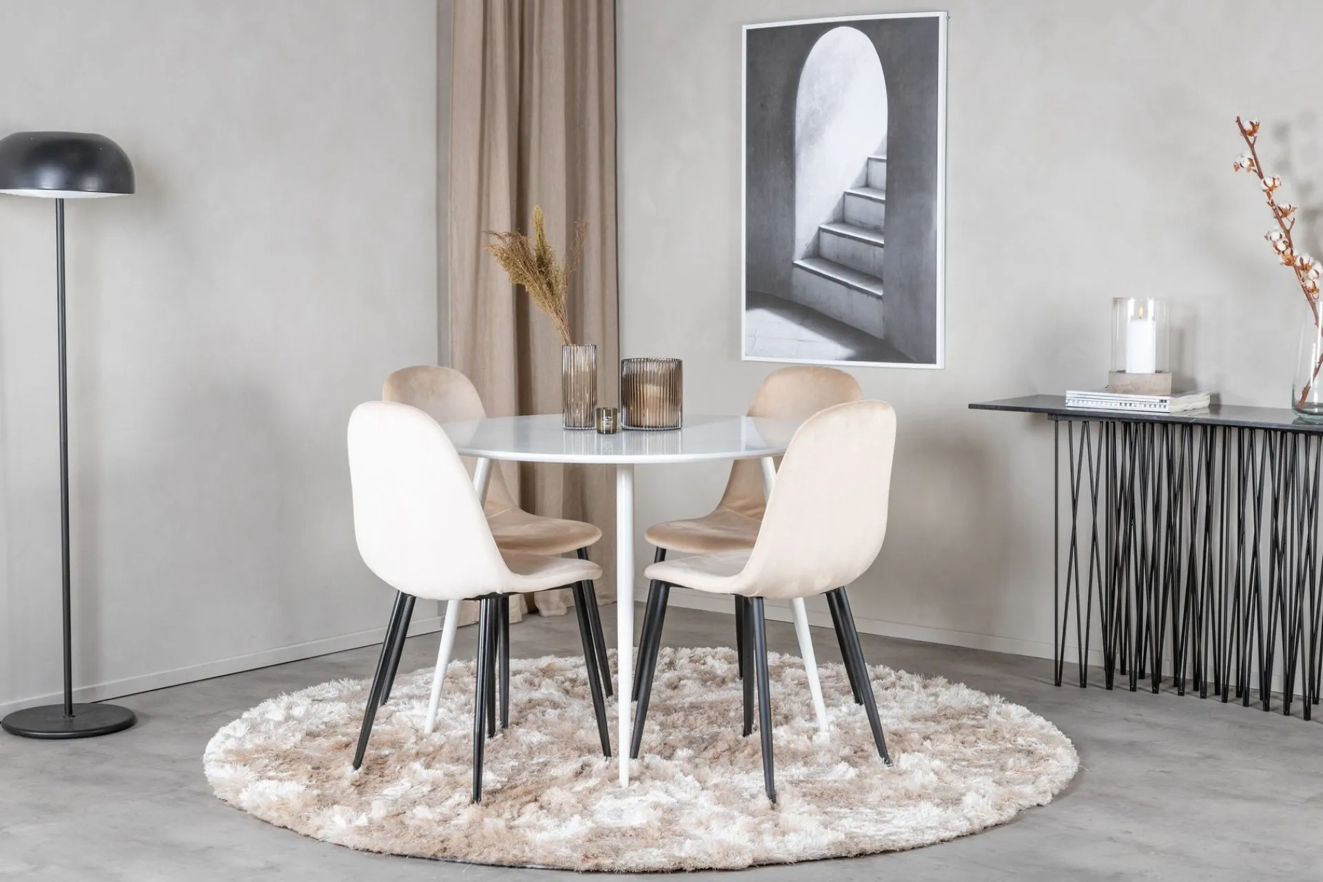 Venture Home Spisegrupper-Ridones Spisegruppe 100 cm Rund inkl. 4 Pontus Stoler Hvit