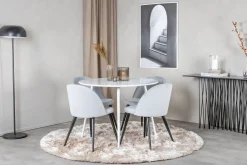 Venture Home Spisegrupper-Ridones Spisegruppe 100 cm Rund inkl. 4 Valeri Cordfløyelsto Hvit