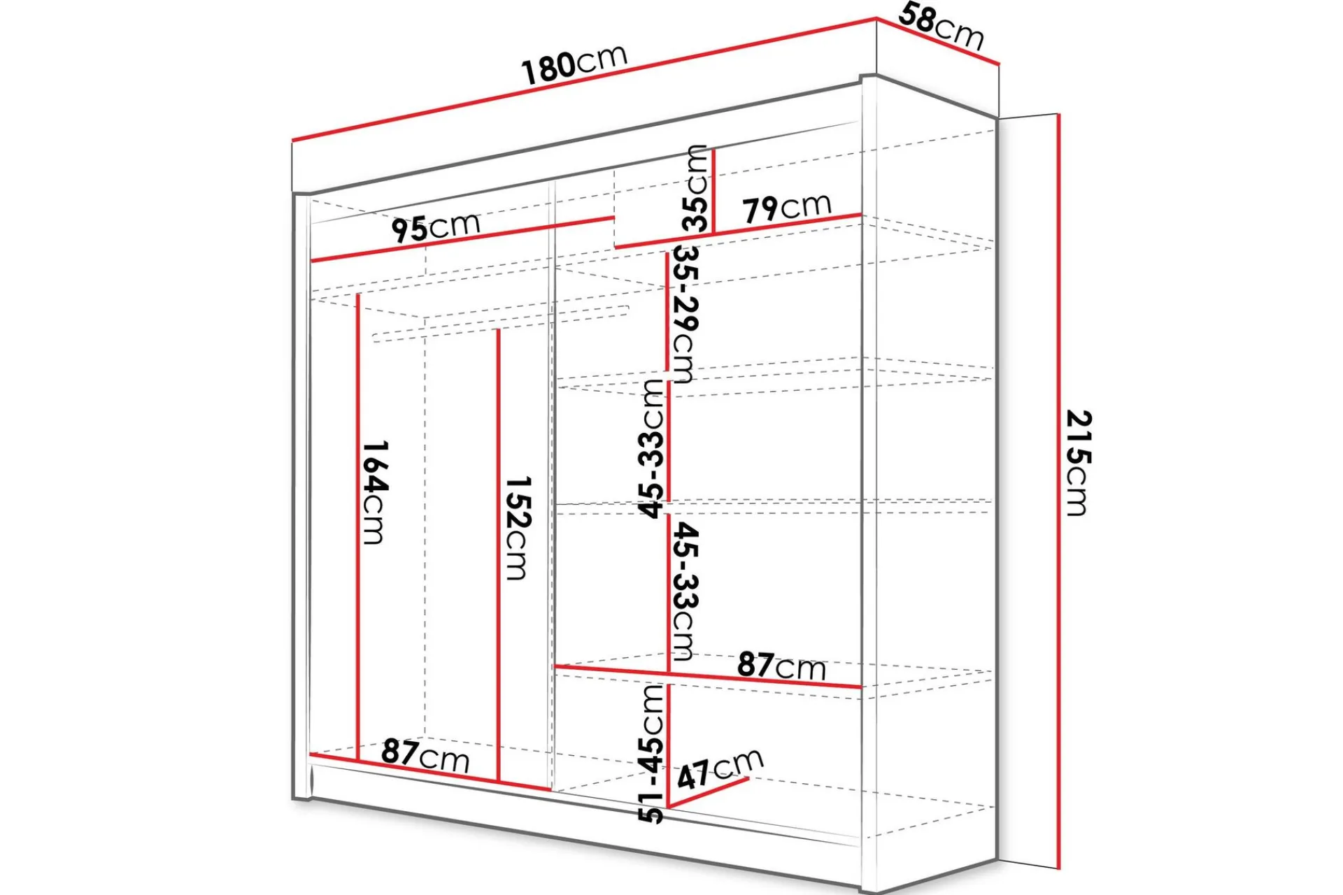 Rilievo Garderobeskap Med Speil 180x215 cm