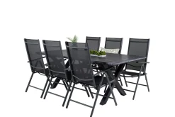 Venture Home Spisegrupper Hage-Rives Spisegruppe 200cm + 6 Break Posisjonsstoler Svart/Grå