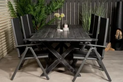 Venture Home Spisegrupper Hage-Rives Spisegruppe 200cm + 6 Break Posisjonsstoler Svart/Grå