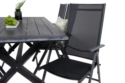 Venture Home Spisegrupper Hage-Rives Spisegruppe 200cm + 6 Break Posisjonsstoler Svart/Grå