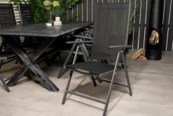 Venture Home Spisegrupper Hage-Rives Spisegruppe 200cm + 6 Break Posisjonsstoler Svart/Grå