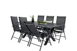Venture Home Spisegrupper Hage-Rives Spisegruppe 200cm + 6 Break Posisjonsstoler Svart/Grå