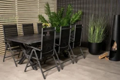 Venture Home Spisegrupper Hage-Rives Spisegruppe 200cm + 6 Break Posisjonsstoler Svart/Grå