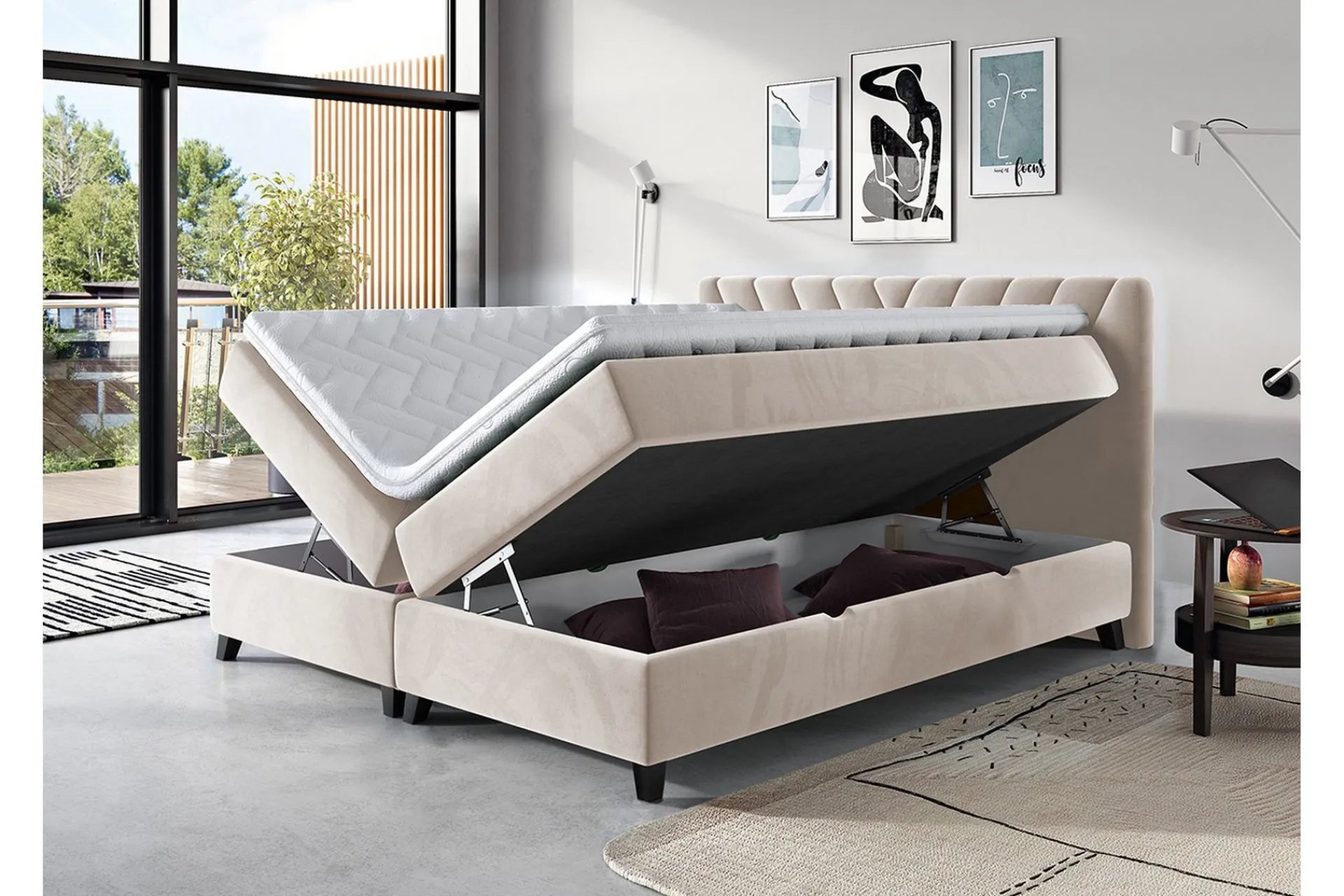 Kontinentalsenger|Seng Med Oppbevaring-Romanza Sengpakke Kontinentalseng 160x200 cm Grey