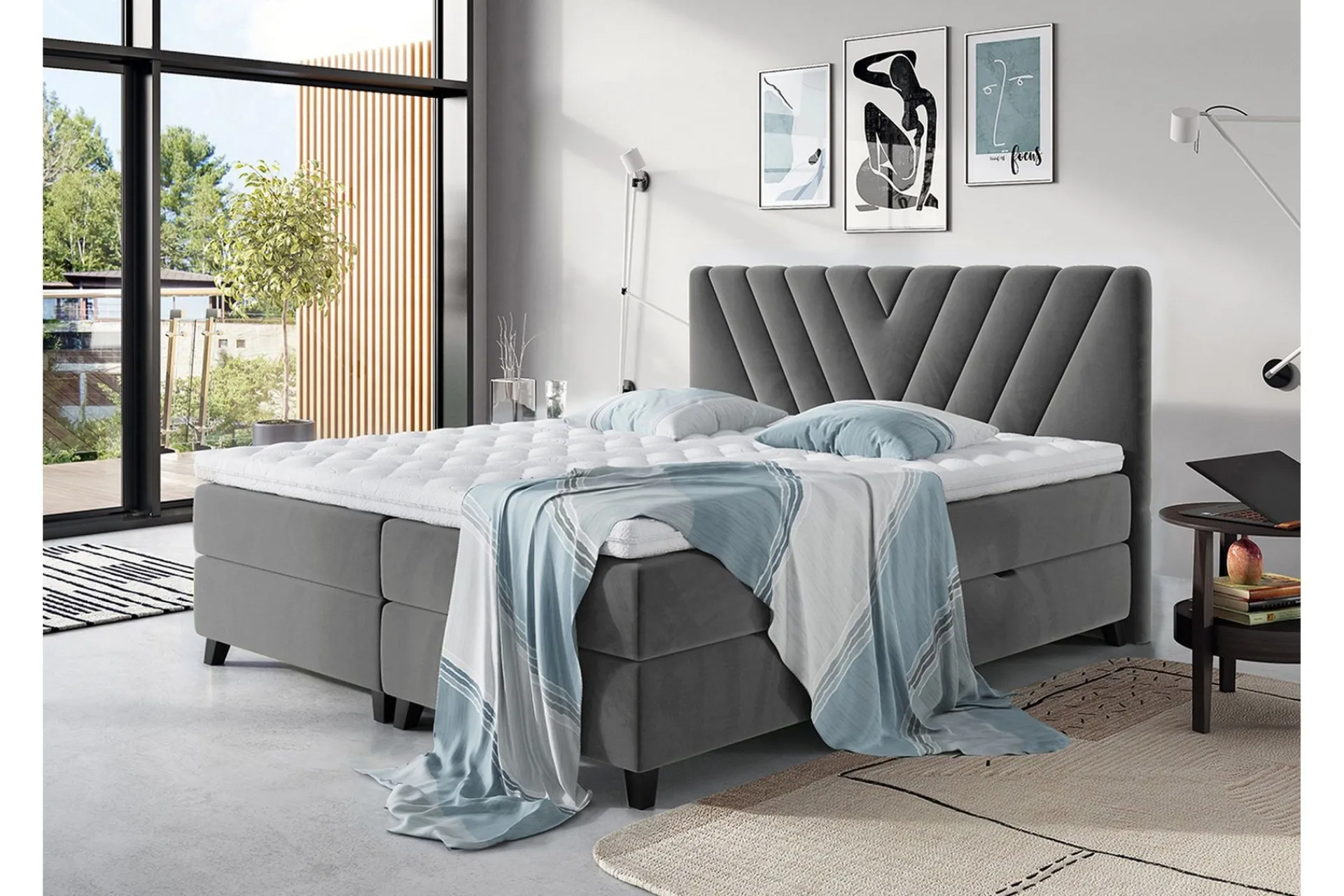 Kontinentalsenger|Seng Med Oppbevaring-Romanza Sengpakke Kontinentalseng 160x200 cm Grey