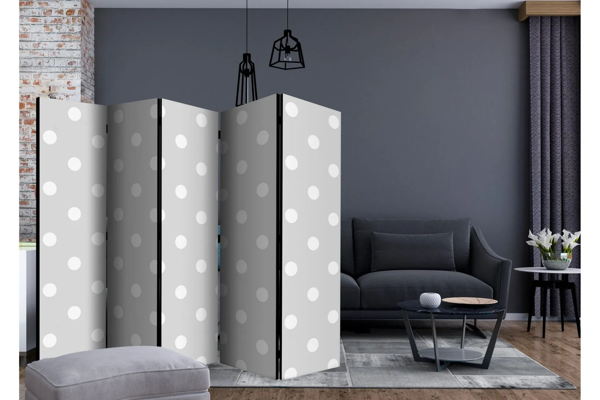 Bretteskjerm-Romdeler Cheerful Polka Dots II