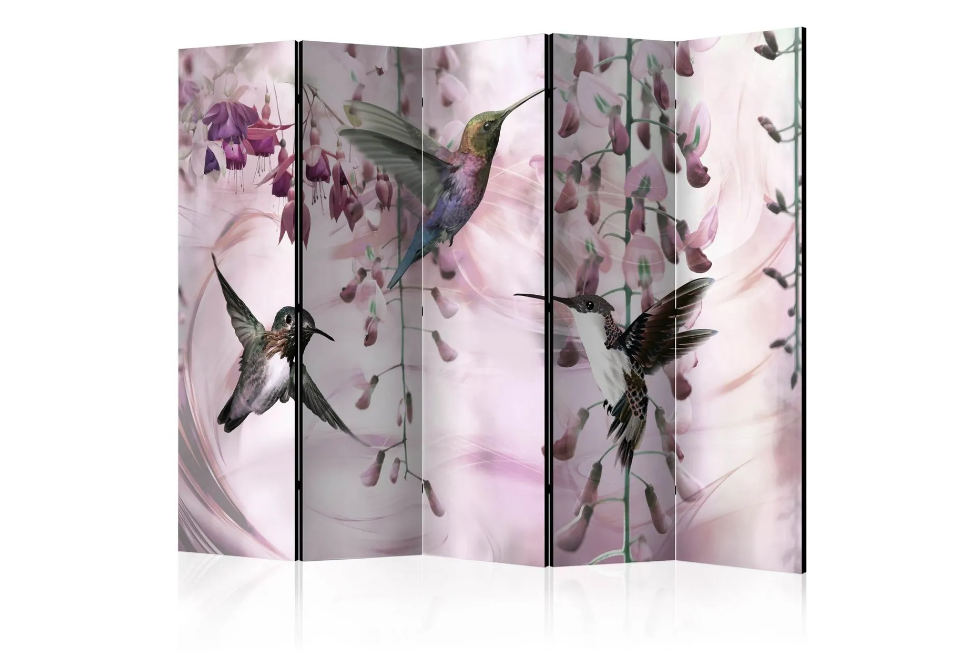 Bretteskjerm-Romdeler Flying Hummingbirds Pink II